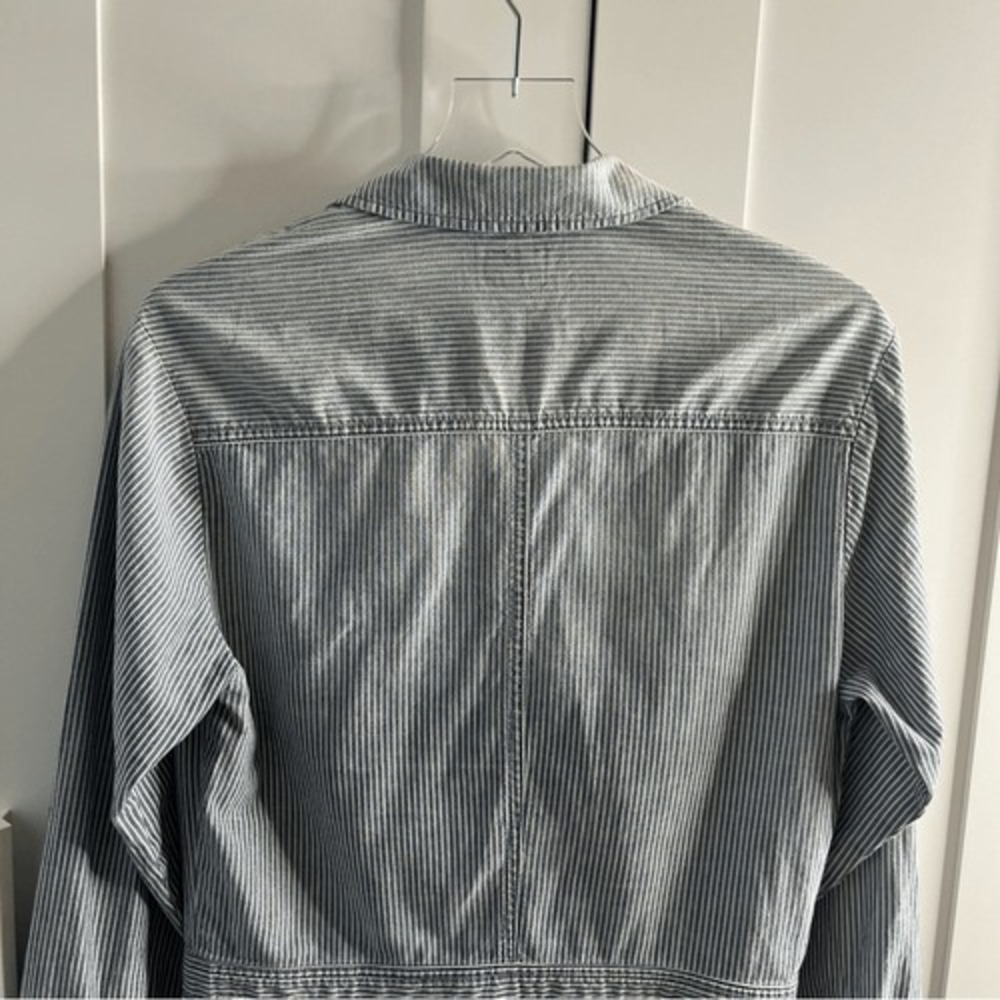 Adriano Goldschmied Rochelle Romper Chambray Stripe Blue Zipper front Small NWOT - Picture 13 of 16
